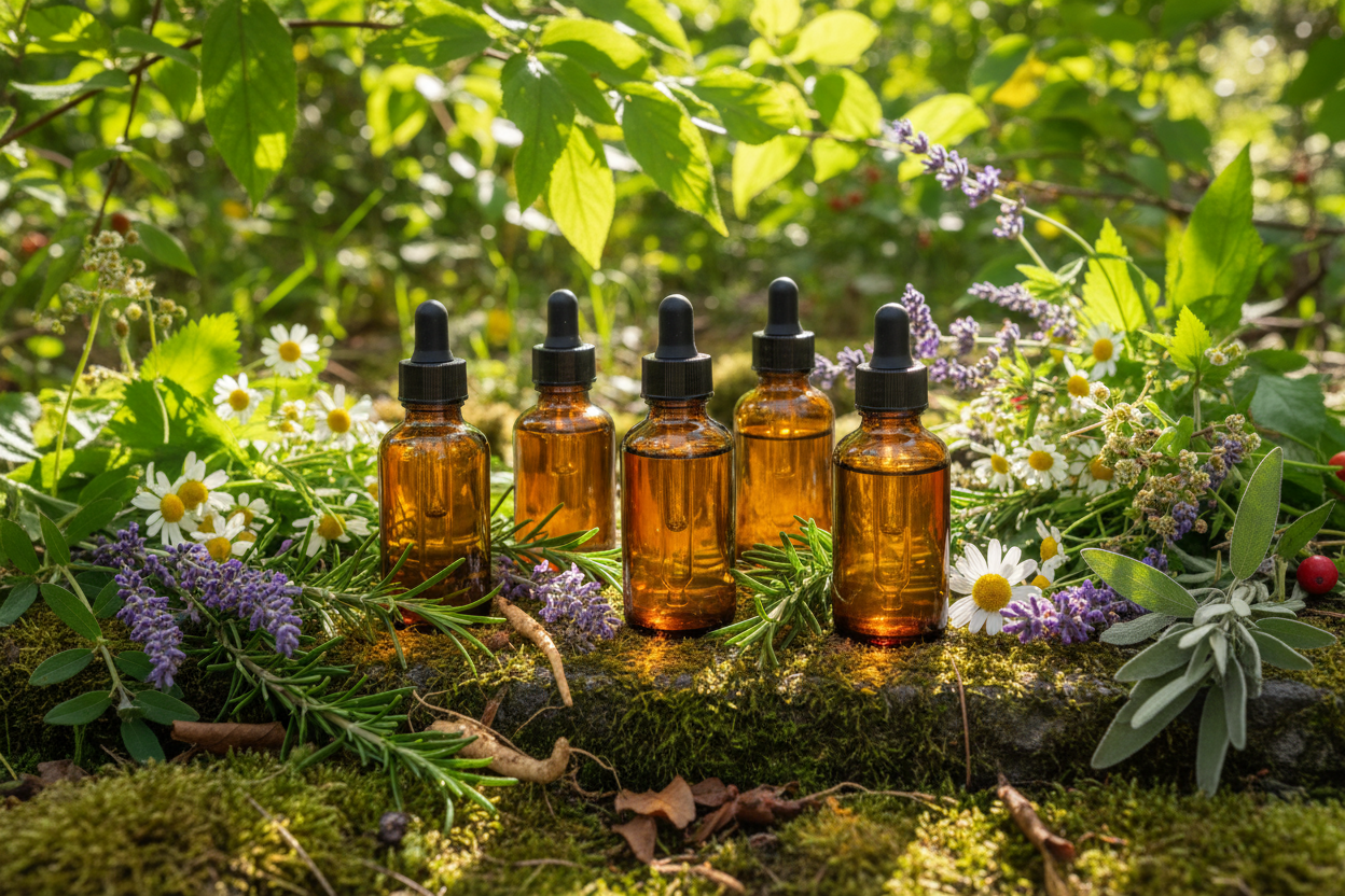 herbal tinctures in nature no labels